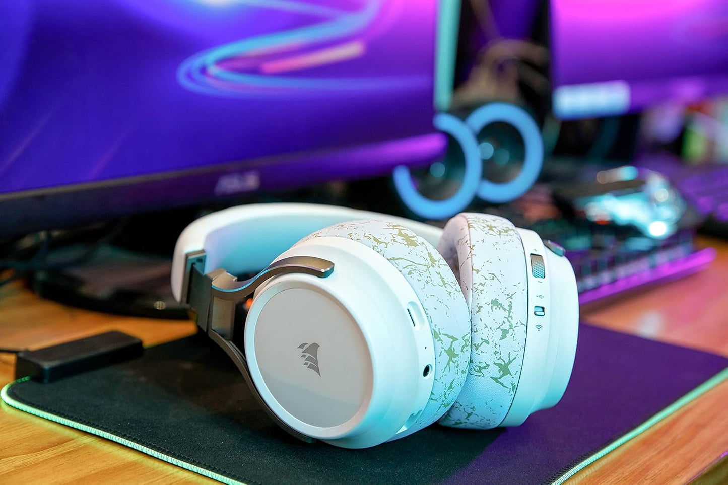 WC Upgraded Replacement Earpads for Corsair Virtuoso RGB Wireless Gaming Headset Made by Wicked Cushions | Improved Durability, Thickness, Softer Leather, and Sound Isolation | (Geo Grey)