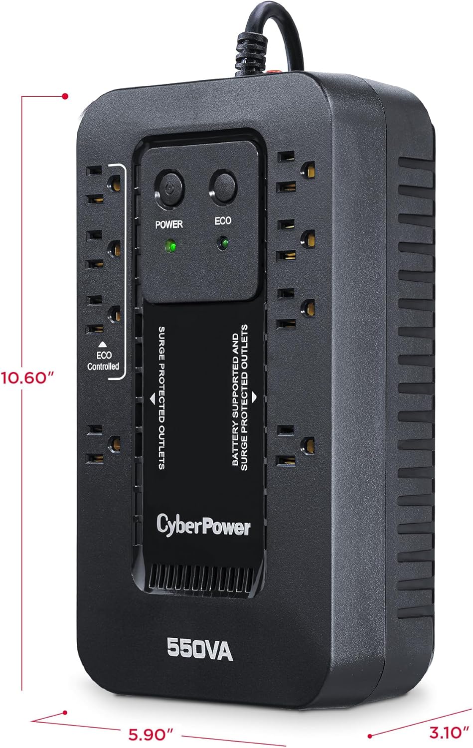 CyberPower EC850LCD Ecologic Battery Backup & Surge Protector UPS System, 850VA/510W, 12 Outlets, ECO Mode, Compact, Uninterruptible Power Supply