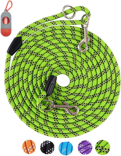 Long Rope Leash for Dog Training 10FT 16FT 30FT 50FT 100FT, Reflective Threads Check Cord Dog Leash Tie-Out Cable, Heavy Duty Dog Lead for Large Medium Small Dogs Outside Walking, Playing, Camping, or Yard