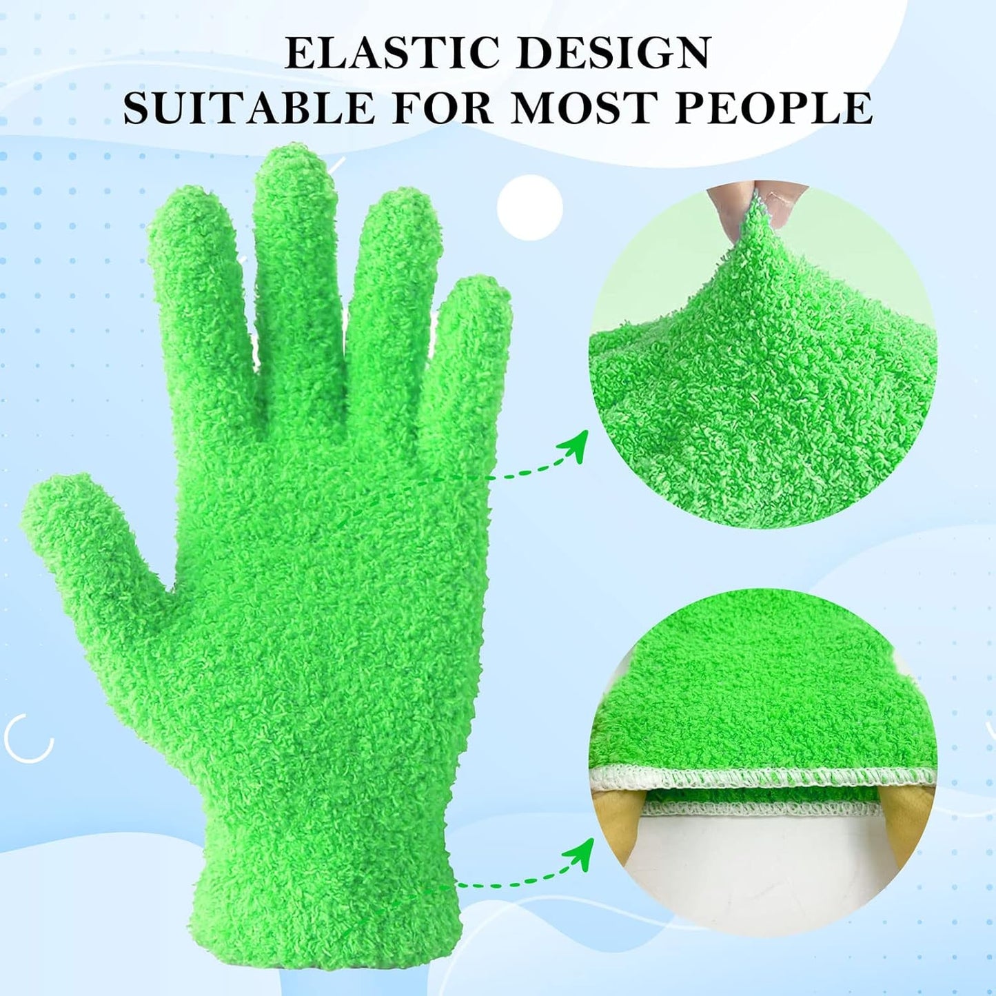 EvridWear Microfiber Auto Dusting Cleaning Gloves for Cars and Trucks, Dust Cleaning Gloves for House Cleaning, Perfect to Clean Mirrors, Lamps and Blinds (S/M)