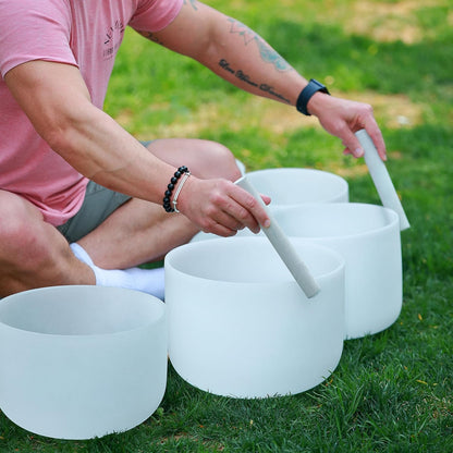 TOPFUND F Note Crystal Singing Bowl Heart Chakra 8 inch with Heavy Duty Carrying Case and Suede Striker