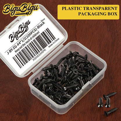 #4 * 2" Wood Screws, Flat Head Phillips Black Stainless Steel, 100Pcs Corrosion Resistant for Wood, Drywall Applications, and Outdoor Use