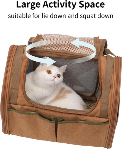 Large Cat Backpack Carrier Expandable Pet Carrier Backpack for Small Dogs Medium Cats Fit Up to 9 KG(20LB), Foldable Puppy Backpack for Travel, Hiking,