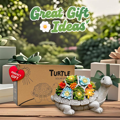 Nacome Solar Garden Outdoor Statues Turtle with Succulent 7 LED Lights - Lawn Decor Patio, Balcony, Yard Ornament - Birthday for Women/Mom/Grandma