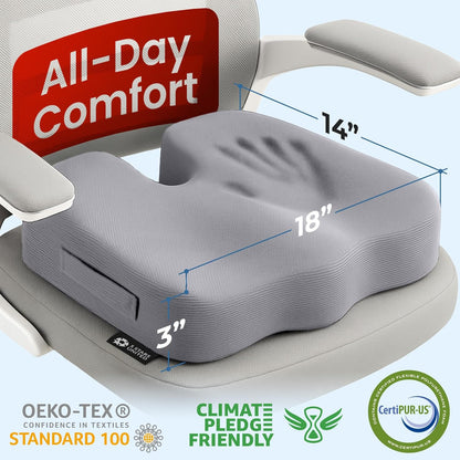 5 STARS UNITED Seat Cushion for Desk Chair - Tailbone, Coccyx Sciatica Pain Relief - Wheelchair Cushions, Black Mesh