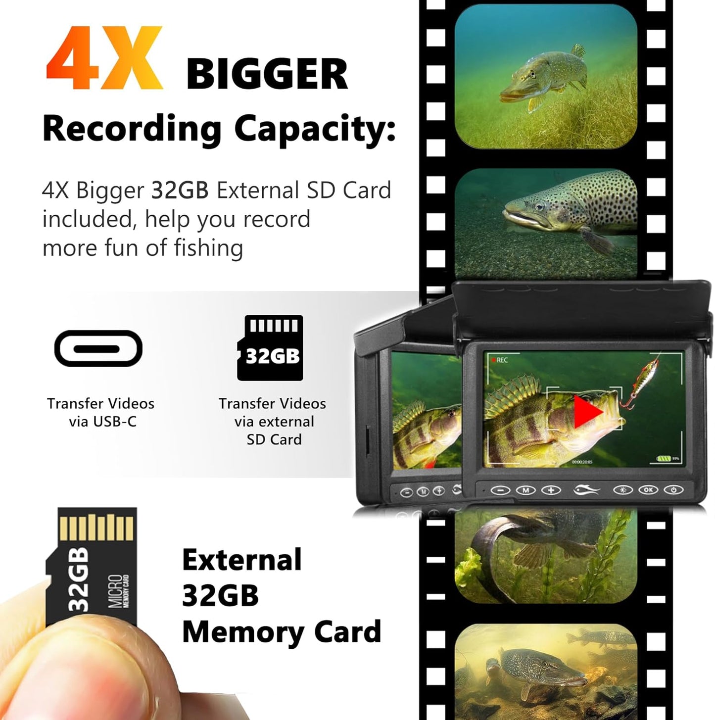 2026 Underwater Fishing Camera - FishPRO® 4.3'' 5,000mAh, (NO Need Learn) Ice Fishing Camera Fish Finder Gift for Men, 3-Grade IR, USB-C, 1000TVL, 50ft Cable, (Easy to Use for Any Age) Ice Fish Camera