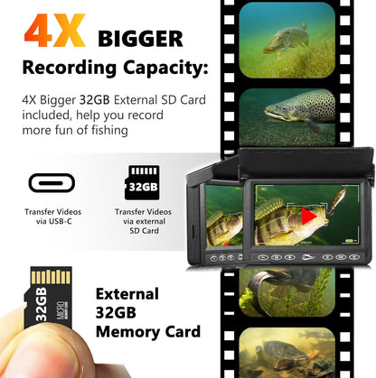 2026 Underwater Fishing Camera - FishPRO® 4.3'' 5,000mAh, (NO Need Learn) Ice Fishing Camera Fish Finder Gift for Men, 3-Grade IR, USB-C, 1000TVL, 50ft Cable, (Easy to Use for Any Age) Ice Fish Camera
