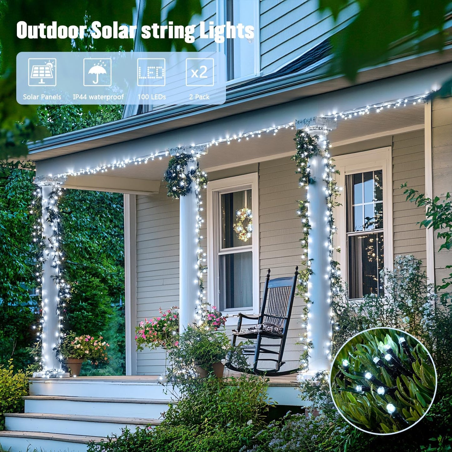 JMEXSUSS 2 Pack 75.5ft Orange Solar Christmas Lights, Total 400 LED Solar String Lights Outdoor Waterproof, 8 Modes Orange Halloween Lights for Tree Patio Garden Thanksgiving Halloween Decorations