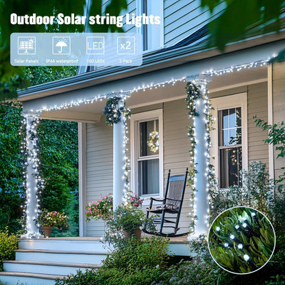 JMEXSUSS 2 Pack 75.5ft Orange Solar Christmas Lights, Total 400 LED Solar String Lights Outdoor Waterproof, 8 Modes Orange Halloween Lights for Tree Patio Garden Thanksgiving Halloween Decorations
