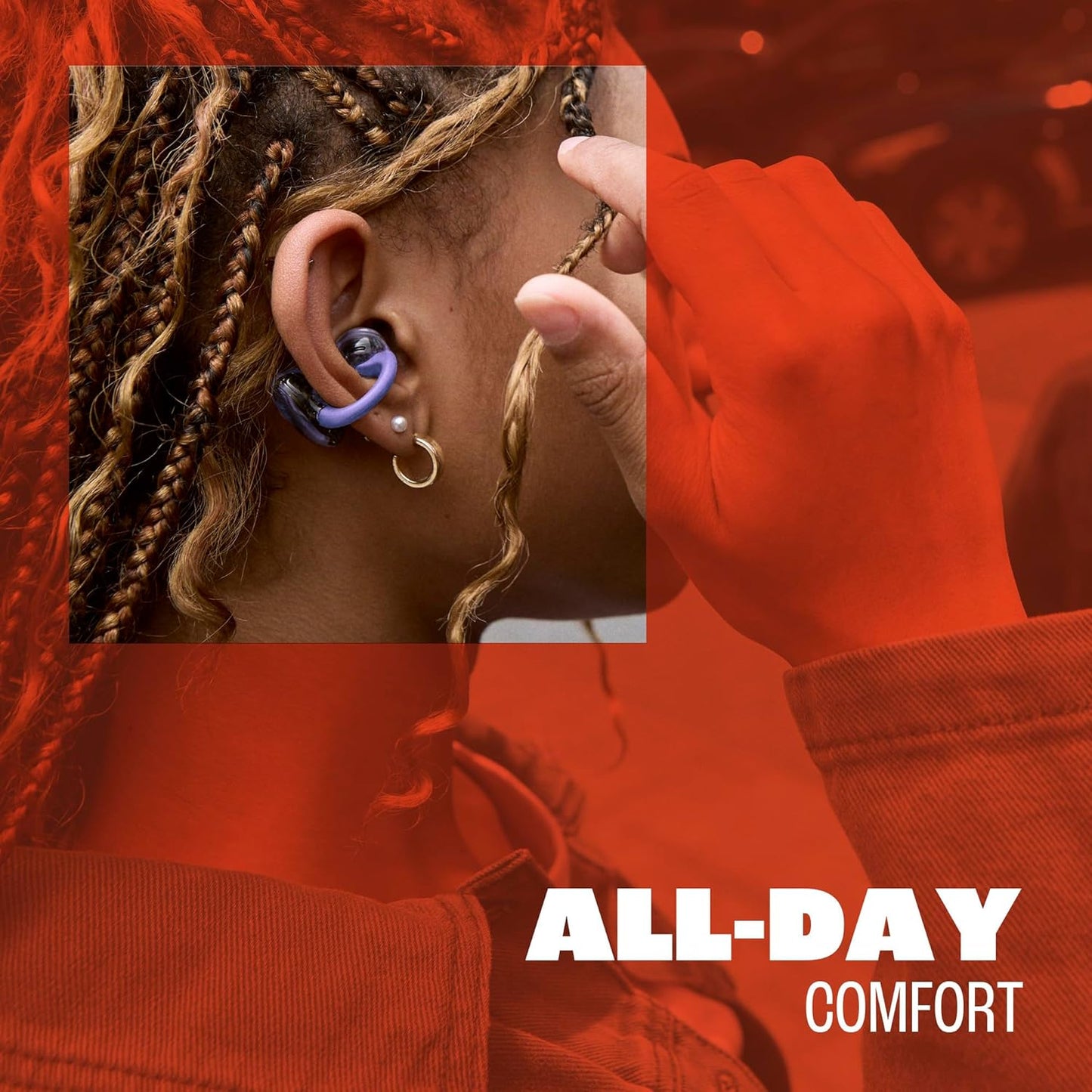 JBL Soundgear Clips - True Wireless Open-Ear Headphones, Dynamic Sound with Bass Boost, All-Day Comfort, 4-mic Crisp, Clear Calls 2.0 with AI-Trained Algorithm, IP54 Water and Dust Resistant (Purple)
