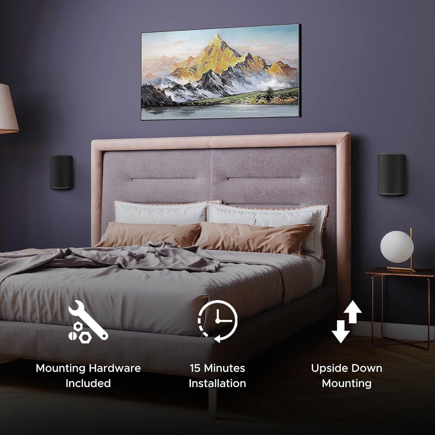 ERA100 Wall Mount Bracket, Low Profile, White, Single Unit, Compatible with Sonos ERA 100 Speaker, Complete with All Fixing Hardware