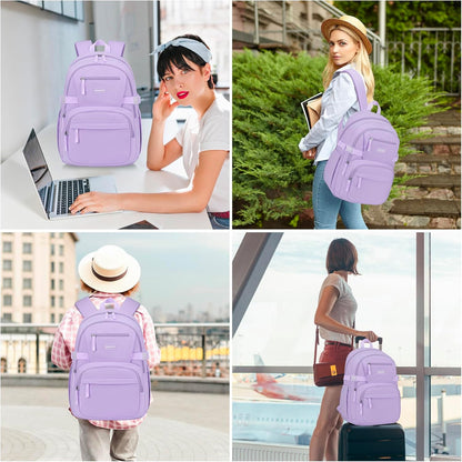 WINDARS Backpack for School Girls, Cute High School Backpacks for Teens Women Student Large Bookbag 15.6 Inch Laptop Bag with USB Charger Port for College Work Travel Trip (Beige Khaki)