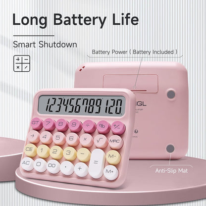 VEWINGL Mechanical Switch Calculator, 12 Digit Large LCD Display and Buttons, Great for Everyday Life and Basic Office Work, with Battery