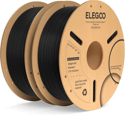 ELEGOO PLA+ Filament 1.75mm Black 4KG, PLA Plus 3D Printer Filament, Dimensional Accuracy +/- 0.02 mm, Tough & High Strength, Fit for Most FDM Printers(1KG/Spool, 2.2 lbs)