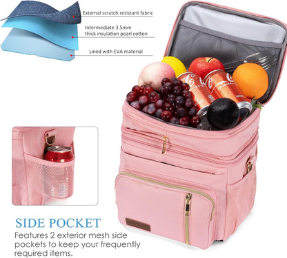 Lunch Bag for Women Men Double Deck Lunch Box - Leakproof Insulated Soft Large Lunch Cooler Bag, MIYCOO (Black,15L)