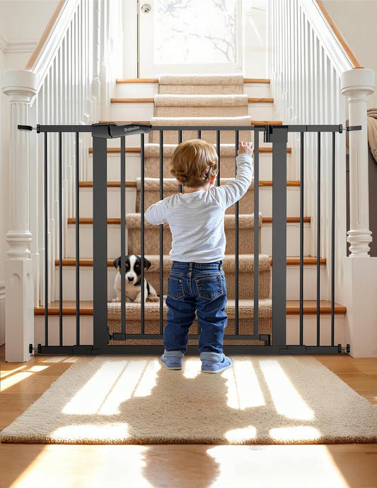 Babelio Metal Baby Gate, 29-48'' Auto Close Easy Install Pet Gate, Extra Wide Walk Thru Child Safety Gate, Pressure Mounted Dog Gate for Doorways & Stairs, with Y Spindle Rods