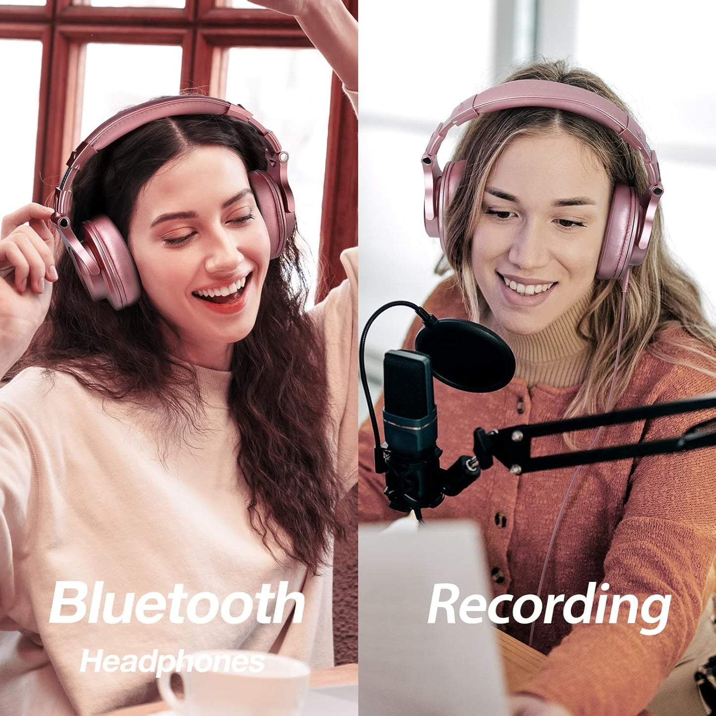 OneOdio A70 Fusion Bluetooth Over Ear Headphones with 72H Playtime, Studio DJ Headphones with Share-Port, Wired and Wireless Recording Headphones with Stereo Sound for Electric Drum Piano Guitar AMP