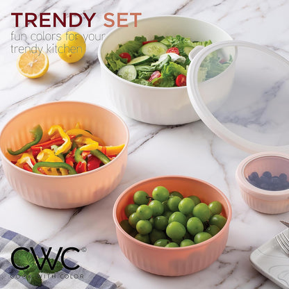 COOK WITH COLOR Prep Bowls with Lids- 8 Piece Nesting Plastic Small Mixing Bowl Set with Lids (Teal Ombre)