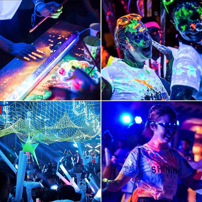 XYCN 4 Pack 200W LED Flood Black Lights,395nm to 405nm UV Outdoor Flood High Power Blacklight Light with Plug in, IP66 Waterproof Large Black Light Spotlight for Glow Party Large Space, Halloween