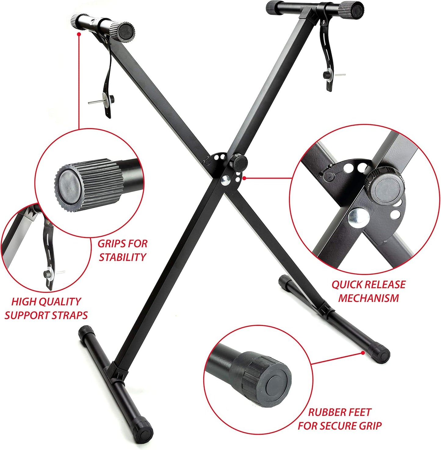 RockJam 61 Key Keyboard Piano With Pitch Bend Kit, Keyboard Stand, Piano Bench, Headphones, Simply Piano App & Keynote Stickers