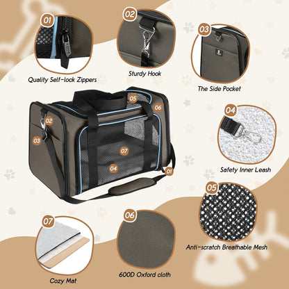 X-ZONE PET Airline Approved Pet Carriers,Soft Sided Collapsible Pet Travel Carrier for Medium Cats and Puppy
