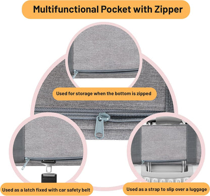 UNICITII Pets Carrier for Small Cat, Dog Medium Cats Puppies up to 20 Lbs, Airline Approved Carrier Soft Sided, Collapsible Travel Puppy Carrier (Grey-with Wheels)