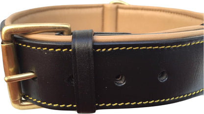 Soft Touch Collars Padded Leather Dog Collar, Large Brown - Genuine Real Leather, 24" Long x 1.5 Wide, Fits Neck Size 18" to 21" Inches