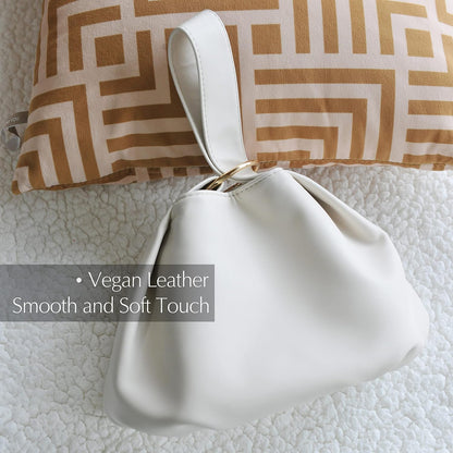 Women's Clutch Soft Vegan Leather Hobo Top Handle Bag Small Tote Purse
