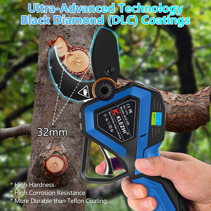 K KLEZHI Cordless Electric Pruning Shears, Rechargeable Battery, 42MM (1.65 Inch) Cutting Diameter Fruit Tree Branches Cutter,Good for Arthritis Hands 8-10 Working Hours Black