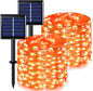 JMEXSUSS 2 Pack Halloween Solar Lights, Each 66ft 200 LED Orange Solar Fairy Lights Outdoor with 8 Modes, Copper Wire Solar String Lights for Garden Tree Yard