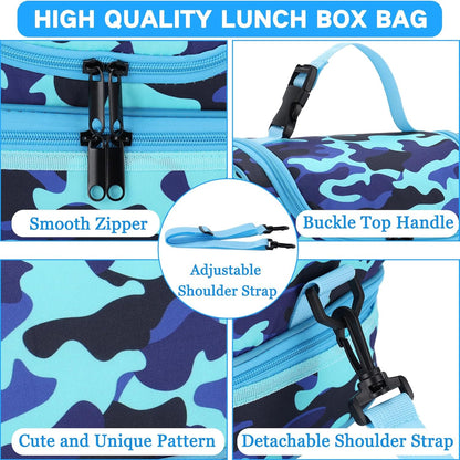 VASCHY Lunch Box Bag Men, Insulated Two Compartments Bento Cooler Bags for Adults/Women/Kids for School,Daycare,Kindergarten,Picnic Black
