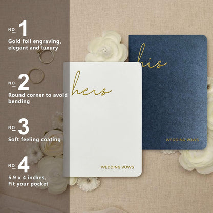 WeddingGiftsWedding Vow Books His and Hers Soft Touch Gold Foil Engraving Vow Books Wedding Essentials Wedding Accessories(TR-HH-Black)