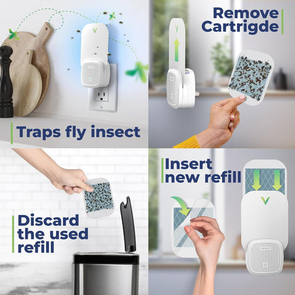 Trap Indoor, Fruit Fly Traps for Indoors, Fly Catcher Indoors, Fly Trap, Plug in Catch for Fruit Flies, Moths, Gnats, Mosquito Trap (Pack of 5 Refills)