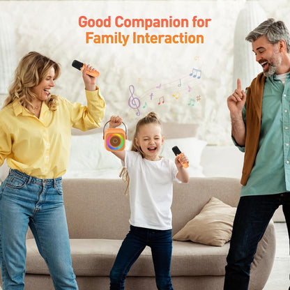Karaoke Machine, Portable Bluetooth Karaoke Speaker with 2 Wireless Microphones and Party Lights for Kids and Adults, Birthday Gifts for Girls Boys Family Home Party (Beige2)