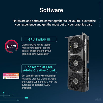 ASUS Prime Radeon™ RX 9060 XT 16GB GDDR6 OC Edition Graphics Card (PCIe 5.0, HDMI/DP 2.1, 2.5-Slot Design, axial-tech Fans, Dual Ball Fan Bearings, Dual BIOS, ASUS GPU Guard)