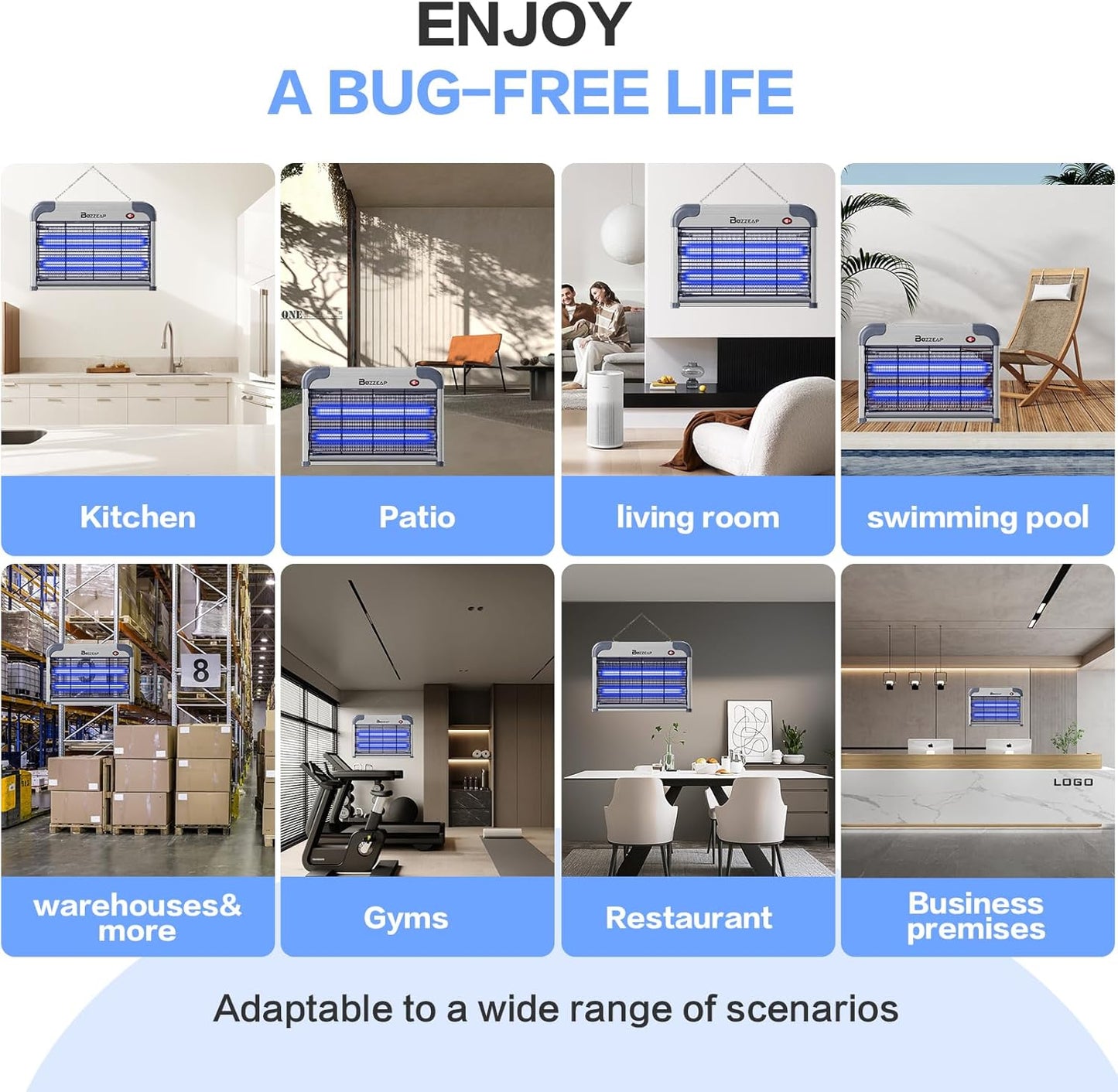 Buzzeap Electronic Indoor Mosquito Killer, Indoor Insect Killer, Fly Killer, Bug Zapper, 2800V Powerful Electric Mosquito Killer - 2 Pieces Extra Replacement Bulbs, Durable Fly Trap