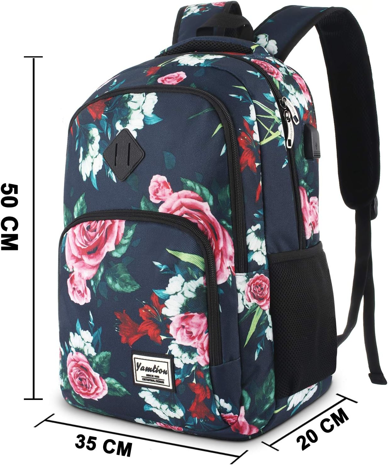 Backpack for Teen Girls,Boys School Backpack for Women with USB,College Backpack,Big Flower