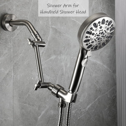 Shower Head Extension Arm, 6 Inch Adjustable Shower Arm Extender for Handheld/Fixed/Rain Shower Head, All Metal Showerhead Arm with G1/2 Universal Connector, Easy Installation, Brushed Nickel