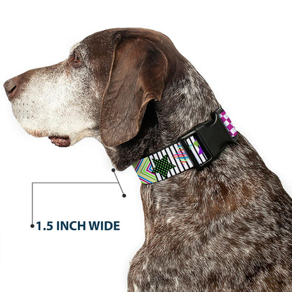 Buckle-Down PC-W21909-M Dog Collar Plastic Clip Buckle, 1"x11"-17", Star Black/White