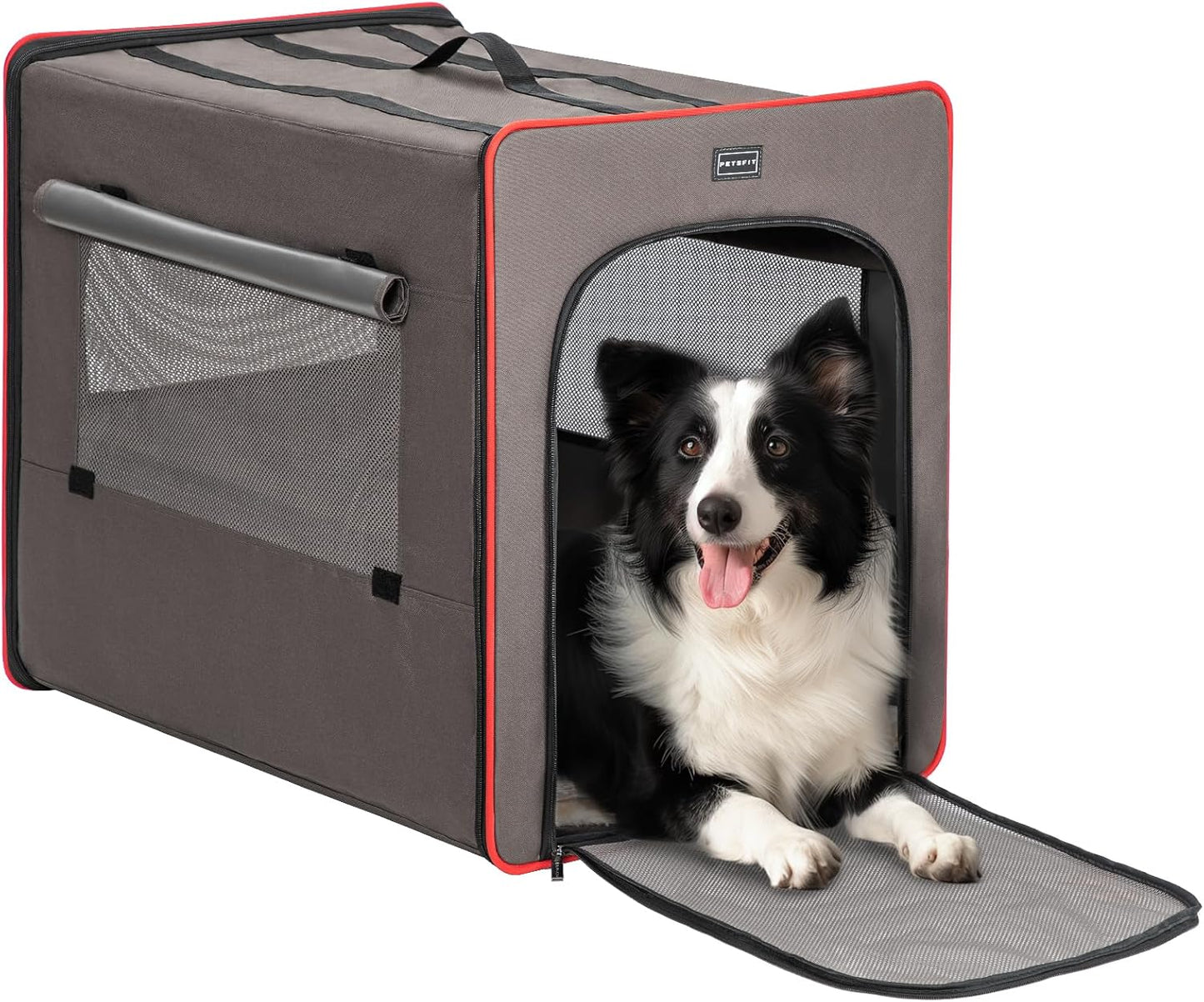 PETSFIT Soft Sided Dog Crate, Travel Dog Crate - 19 Inch Lightweight, Roomy, Easy to Set Up, Sturdy Portable Dog Kennel with Thick Mat, Navy Blue