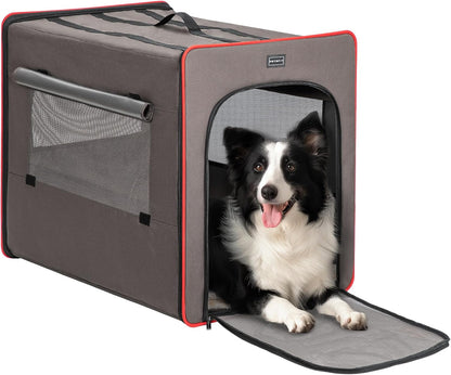 PETSFIT Soft Sided Dog Crate, Travel Dog Crate - 19 Inch Lightweight, Roomy, Easy to Set Up, Sturdy Portable Dog Kennel with Thick Mat, Navy Blue