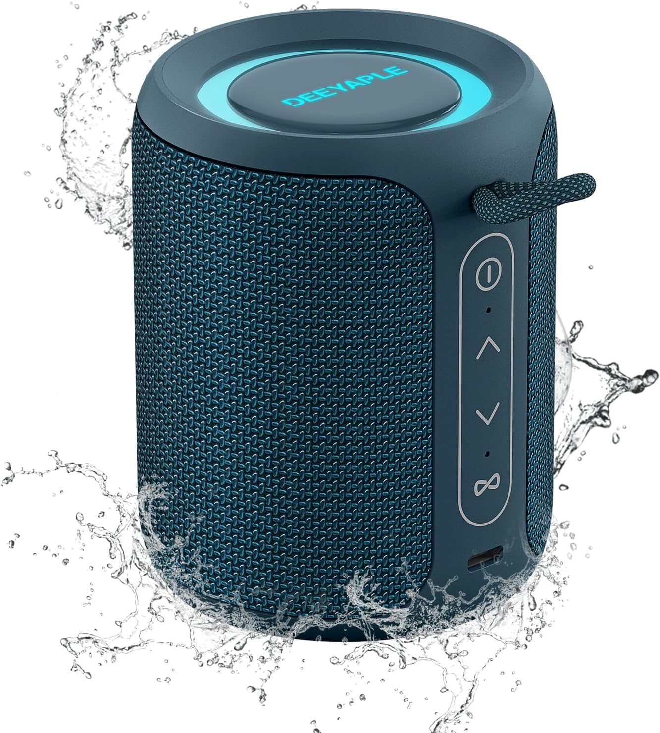 Deeyaple Portable Bluetooth Speaker, IP67 Waterproof Mini Bluetooth Speaker Wireless V5.3 with Stereo Sound,All Day,TWS Pairing,LED Light,Gift for him/her (Black)