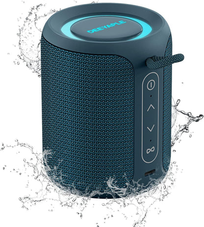 Deeyaple Portable Bluetooth Speaker, IP67 Waterproof Mini Bluetooth Speaker Wireless V5.3 with Stereo Sound,All Day,TWS Pairing,LED Light,Gift for him/her (Black)