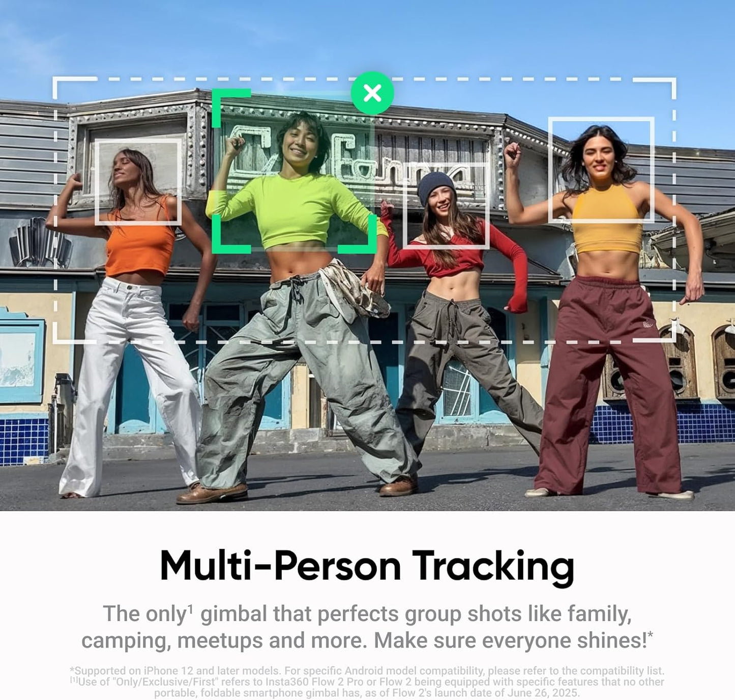 Insta360 Flow 2 White Gimbal Stabilizer for Smartphone - Foldable AI Phone Gimbal, AI&Multi-Person Tracking, Built-in Tripod/Selfie Stick, Remote Control, iPhone/Android Phone Stabilizer, Travel&Vlog