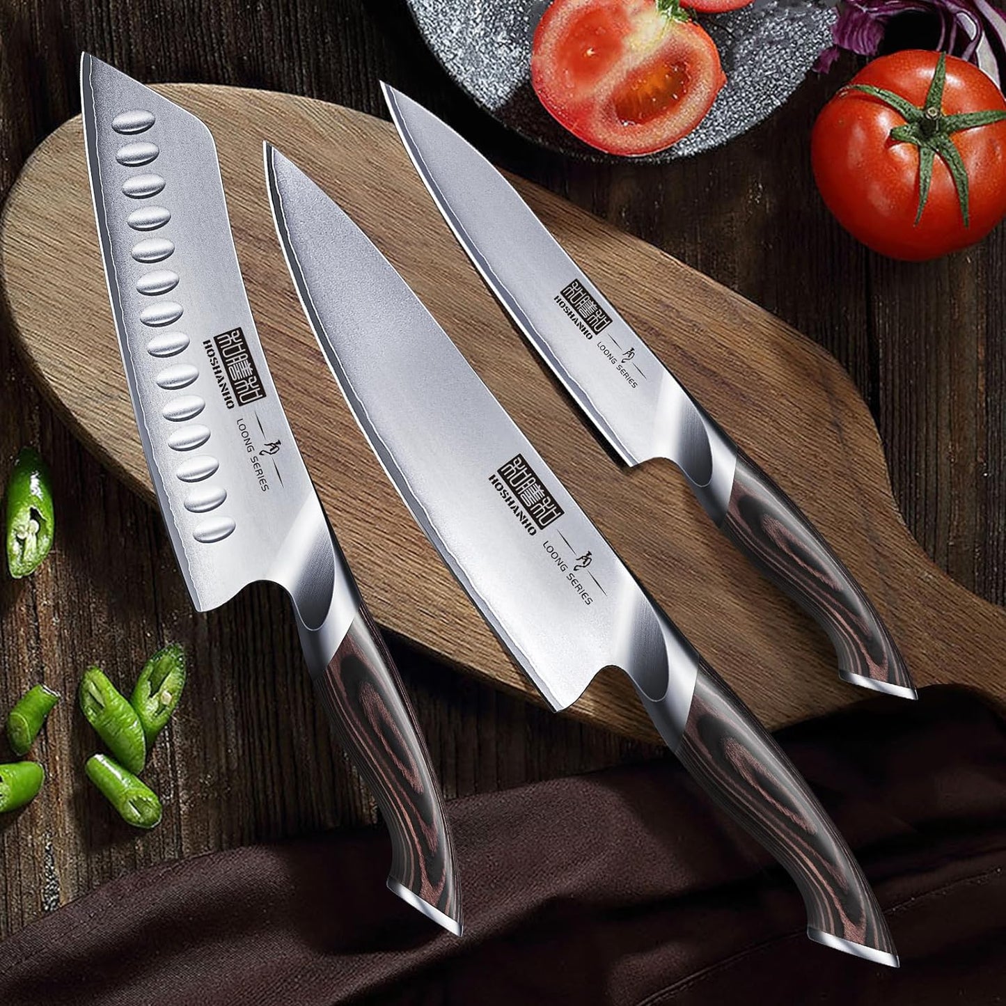 HOSHANHO 16-Piece Knife Set, Japanese High Carbon Stainless Steel Kitchen Knife Set, Ultra Sharp Chef Knife Block Set with Sharpener