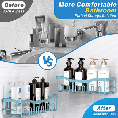 EUDELE 5-Pack Rustproof Stainless Steel Shower Caddy – No Drill Adhesive Bathroom Organizer with Large Capacity, Spacious Shower Shelves for Inside Shower, Kitchen & Home Decor Storage
