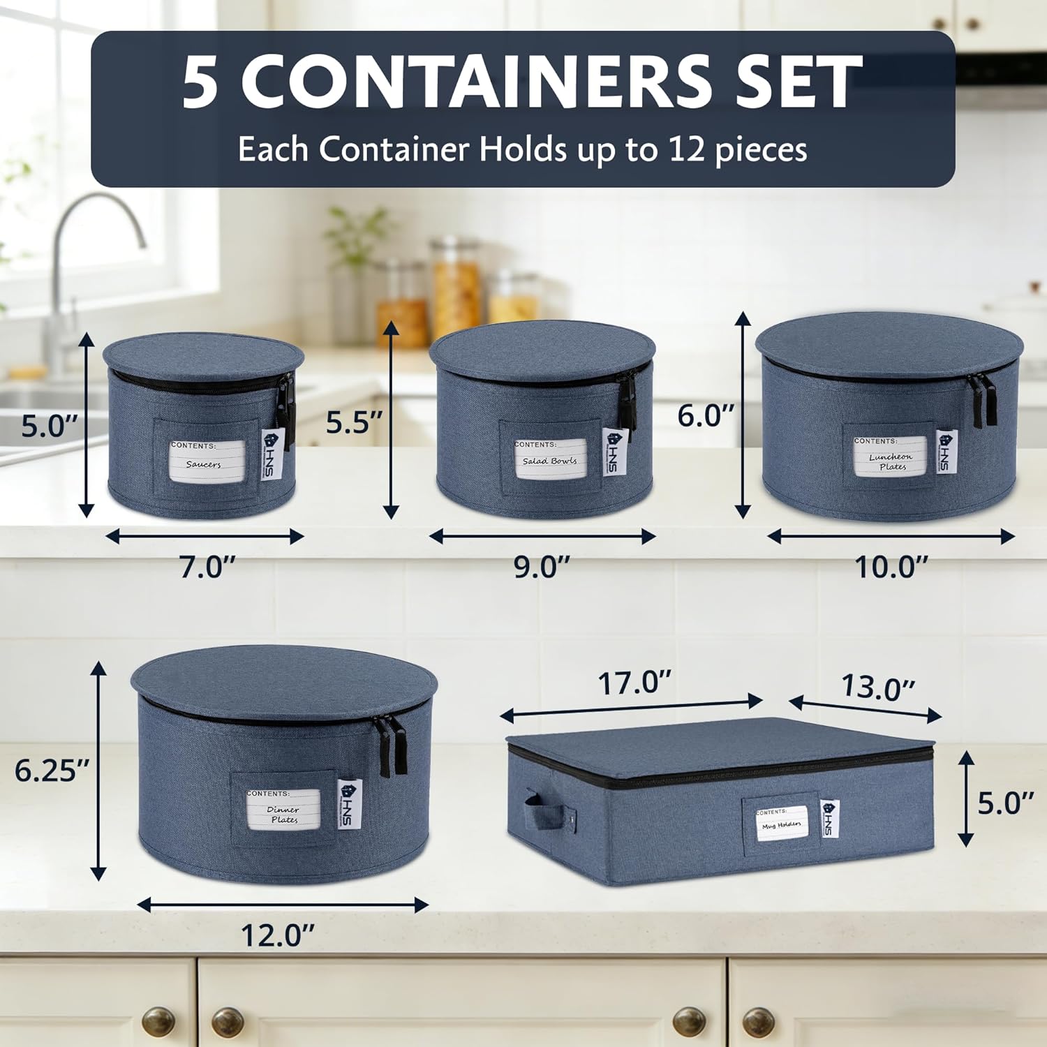 Hard Shell China Storage Containers | Dish Storage Boxes | Moving Storage Containers | Dinnerware Organizer Set | Seasonal Storage Solutions - PuriLite