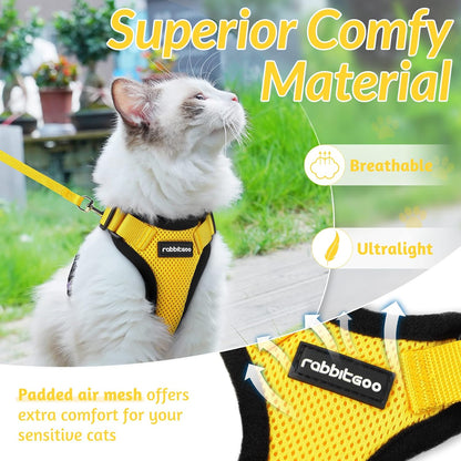 rabbitgoo Cat Harness and Leash for Walking, Escape Proof Soft Adjustable Vest Harnesses for Small Medium Cats, Easy Control Breathable Reflective Strips Jacket, XS, Black