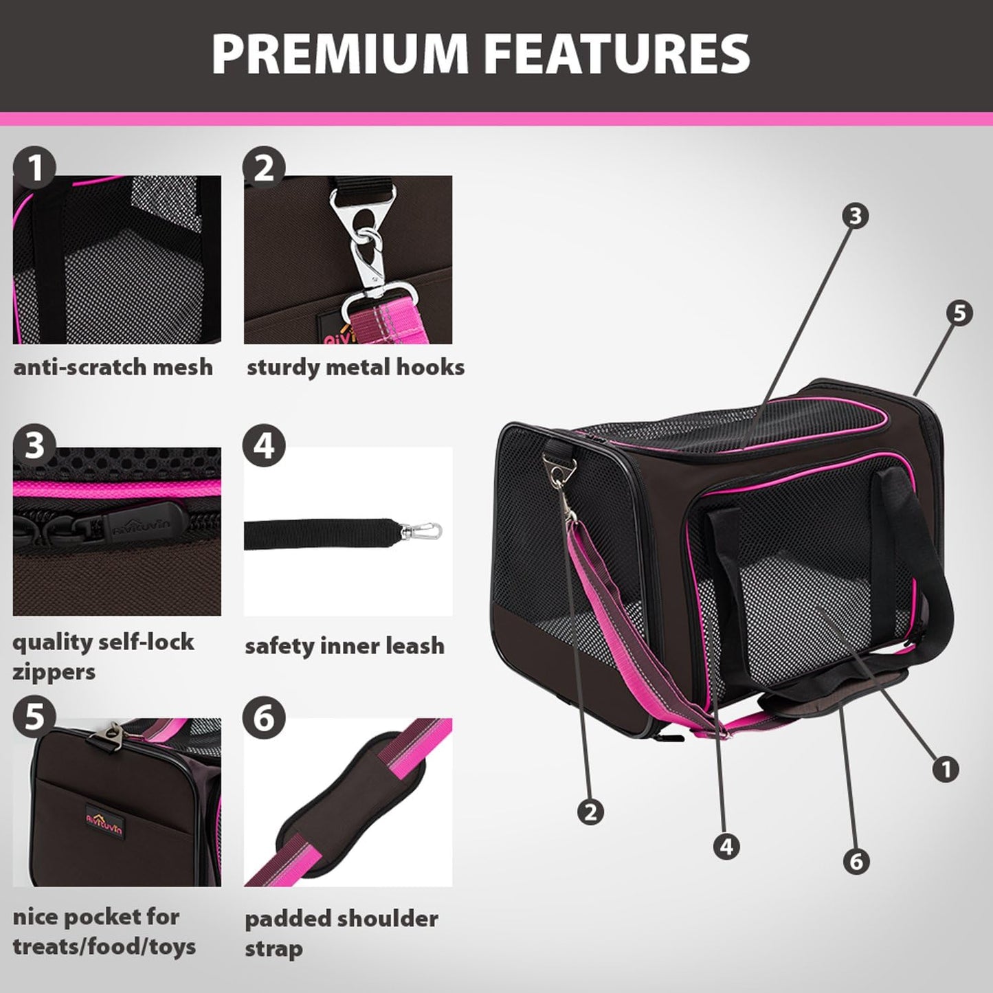 Aivituvin Dog Carrier Airline Approved Soft Sided Pet Carriers, Collapsible Travel Cat Carrier for Medium Cats and Puppies (Green Large)