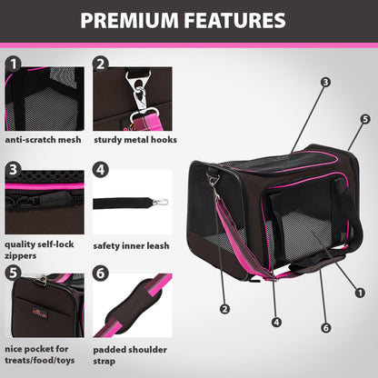 Aivituvin Dog Carrier Airline Approved Soft Sided Pet Carriers, Collapsible Travel Cat Carrier for Medium Cats and Puppies (Green Large)